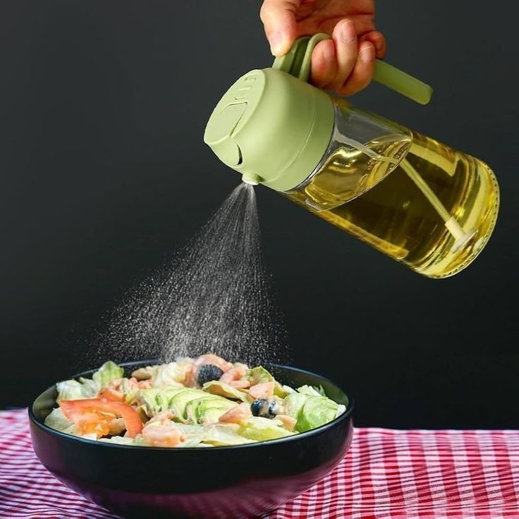 shopmintzz 2 in 1 Premium Glass Oil Spray Bottle Food Grade Oil Bottle for Kitchen Oil Container with Nozzle Oil Sprayer for Air Fryer Salad BBQ Roast 500ML