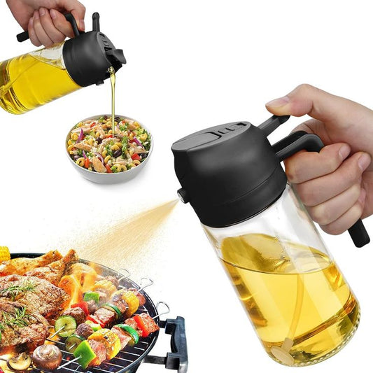 shopmintzz 2 in 1 Premium Glass Oil Spray Bottle Food Grade Oil Bottle for Kitchen Oil Container with Nozzle Oil Sprayer for Air Fryer Salad BBQ Roast 500ML