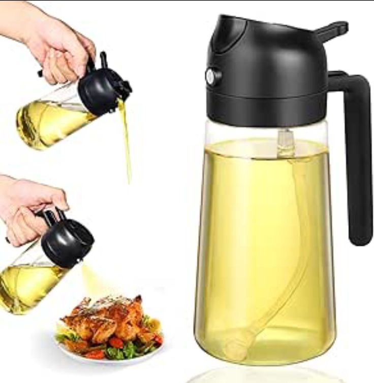 shopmintzz 2 in 1 Premium Glass Oil Spray Bottle Food Grade Oil Bottle for Kitchen Oil Container with Nozzle Oil Sprayer for Air Fryer Salad BBQ Roast 500ML