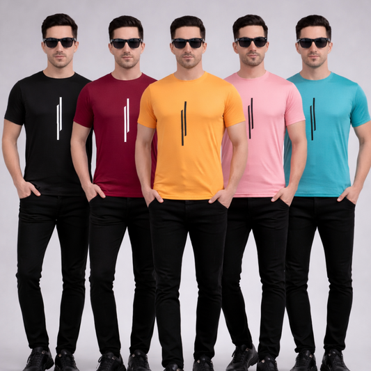 5 SET COMBO MAN PREMIUM POLYSTER HALF SLEAVE T SHIRT