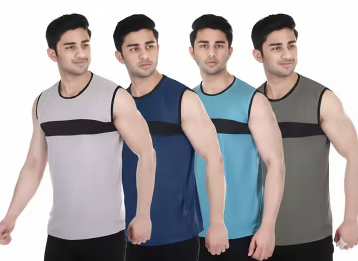 Pc Hosiery Men's Solid Regular Fit Combo Comfortable Soft Casual T-Shirt Combo Pack Of 4 New Sando