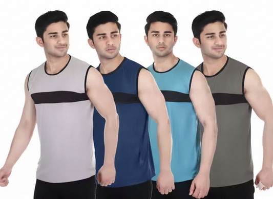 Pc Hosiery Men's Solid Regular Fit Combo Comfortable Soft Casual T-Shirt Combo Pack Of 4 New Sando